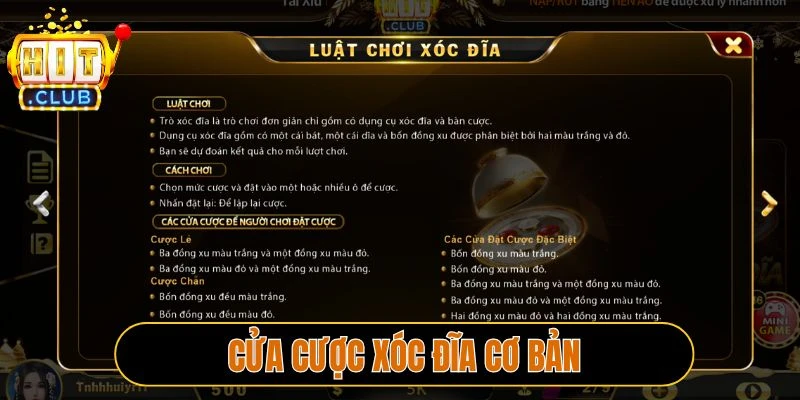 Cửa cược Xóc đĩa cơ bản